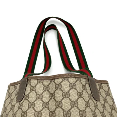 Pre-owned Gucci Sherry Line Brown Gg Supreme Leather Tote Bag ()