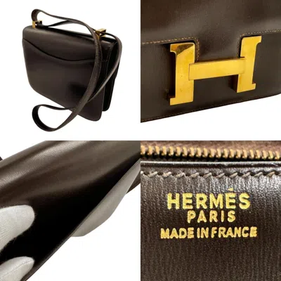 Pre-owned Hermes Dark Brown Leather Shoulder Bag ()