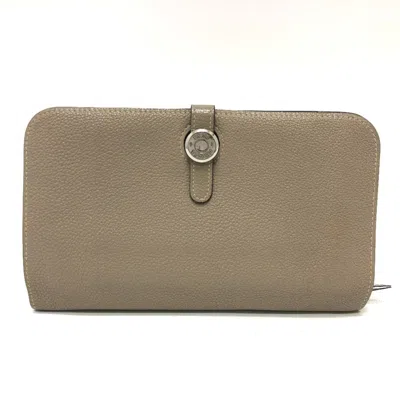 Pre-owned Hermes Dogon Beige Togo Leather Long Wallet (bi-fold) ()