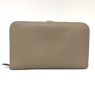 Pre-owned Hermes Dogon Beige Togo Leather Long Wallet (bi-fold) ()