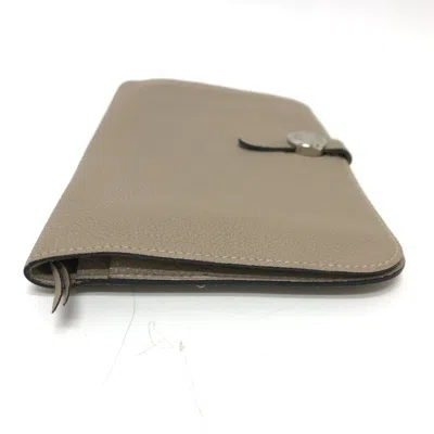 Pre-owned Hermes Dogon Beige Togo Leather Long Wallet (bi-fold) ()