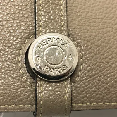Pre-owned Hermes Dogon Beige Togo Leather Long Wallet (bi-fold) ()