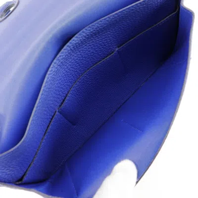 Pre-owned Hermes Dogon Blue Togo Leather Long Wallet (bi-fold) ()