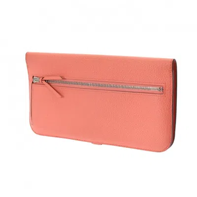 Pre-owned Hermes Dogon Rose Pink Togo Leather Long Bill Wallet (bi-fold) ()