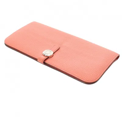 Pre-owned Hermes Dogon Rose Pink Togo Leather Long Bill Wallet (bi-fold) ()