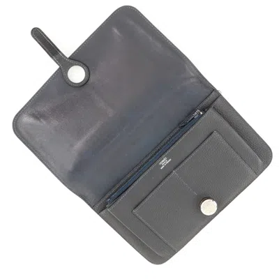 Pre-owned Hermes Dogon Navy Togo Leather Long Bill Wallet (bi-fold) ()
