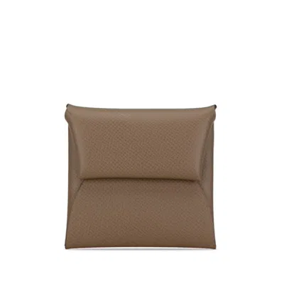 Pre-owned Hermes Etoupe Gray Grayish Epsom Leather Coin Purse/coin Case () In Etoupe Gray, Grayish