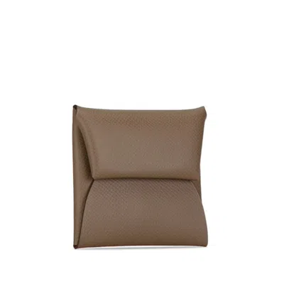 Pre-owned Hermes Etoupe Gray Grayish Epsom Leather Coin Purse/coin Case () In Etoupe Gray, Grayish