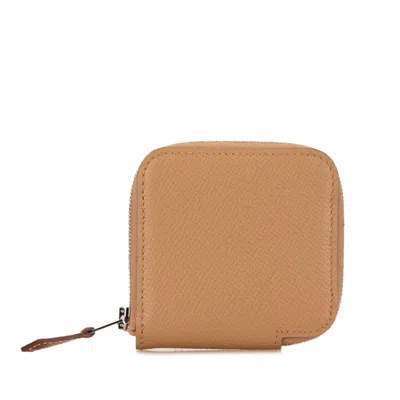 Pre-owned Hermes Etoupe Gray Grayish Epsom Leather Coin Purse/coin Case () In Etoupe Gray, Grayish