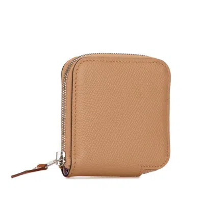 Pre-owned Hermes Etoupe Gray Grayish Epsom Leather Coin Purse/coin Case () In Etoupe Gray, Grayish