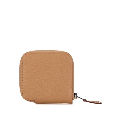 Pre-owned Hermes Etoupe Gray Grayish Epsom Leather Coin Purse/coin Case () In Etoupe Gray, Grayish