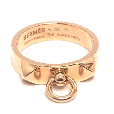 Pre-owned Hermes Gold Pink Gold (18k) Band Ring ()