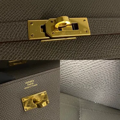 Pre-owned Hermes Gray Leather Long Wallet (bi-fold) ()