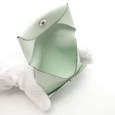Pre-owned Hermes Green Epsom Leather Coin Purse/coin Case ()