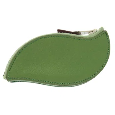 Pre-owned Hermes Green Orange Courchevel Leather Coin Purse/coin Case () In Green, Orange