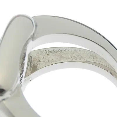 Pre-owned Hermes Green Silver Metal Band Ring () In Green, Silver