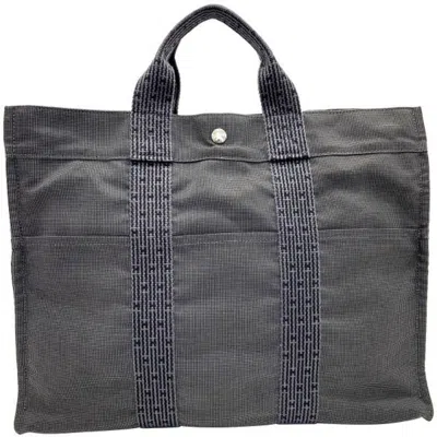 Pre-owned Hermes Her Line Gray Nylon Canvas Tote Bag ()