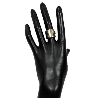 Pre-owned Hermes Khaki Silver Brass Leather Band Ring () In Khaki, Silver