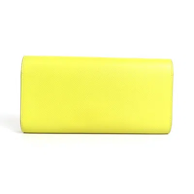 Pre-owned Hermes Lime Epsom Leather Long Wallet (bi-fold) ()