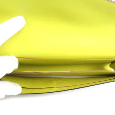 Pre-owned Hermes Lime Epsom Leather Long Wallet (bi-fold) ()