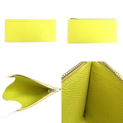 Pre-owned Hermes Lime Epsom Leather Long Wallet (bi-fold) ()