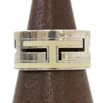 Pre-owned Hermes Move H Beige Silver Silver 925 Band Ring () In Beige, Silver