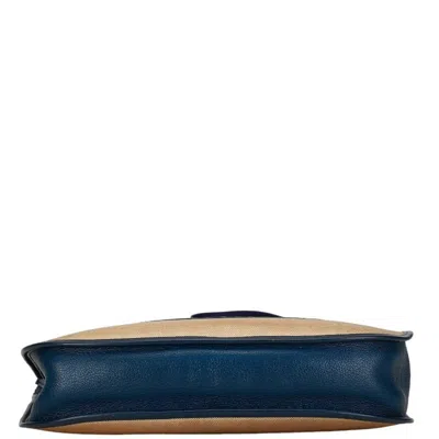 Pre-owned Hermes Natural Navy Toile H Box Calf Leather Shoulder Bag () In Natural, Navy