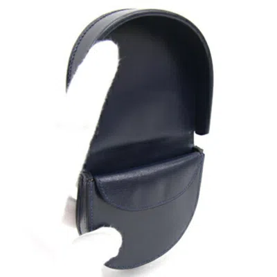 Pre-owned Hermes Navy Box Calf Leather Coin Purse/coin Case ()