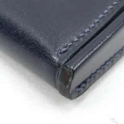 Pre-owned Hermes Navy Box Calf Leather Coin Purse/coin Case ()