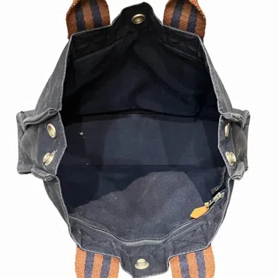 Pre-owned Hermes Navy Canvas Handbag Tote Bag ()