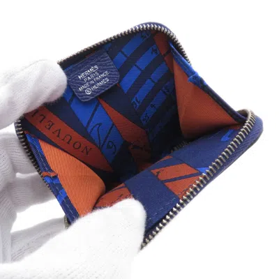 Pre-owned Hermes Navy Epsom Leather Coin Purse/coin Case ()