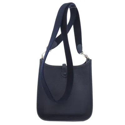 Pre-owned Hermes Navy Taurillon Clemence Leather Shoulder Bag ()