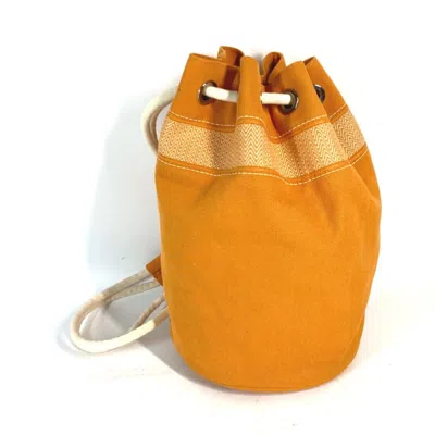 Pre-owned Hermes Orange Canvas Beach Bag Shoulder Bag ()