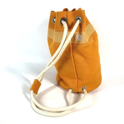 Pre-owned Hermes Orange Canvas Beach Bag Shoulder Bag ()
