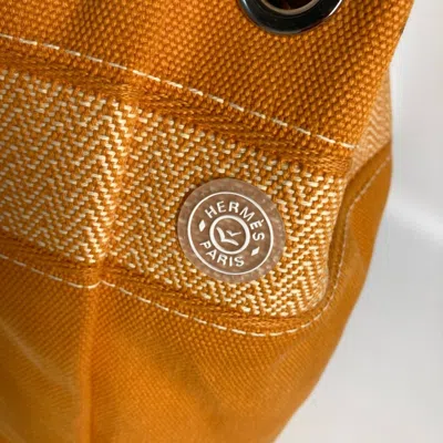 Pre-owned Hermes Orange Canvas Beach Bag Shoulder Bag ()