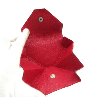 Pre-owned Hermes Orange Red Color Chevre Leather Coin Purse/coin Case () In Orange, Red Color