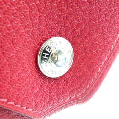 Pre-owned Hermes Orange Red Color Chevre Leather Coin Purse/coin Case () In Orange, Red Color