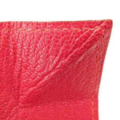 Pre-owned Hermes Orange Red Color Chevre Leather Coin Purse/coin Case () In Orange, Red Color