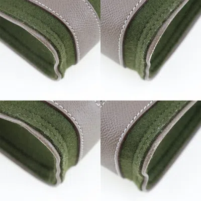 Pre-owned Hermes Petit H Brown Etoupe Gray Green Felt Tote Bag () In Brown, Etoupe Gray, Green
