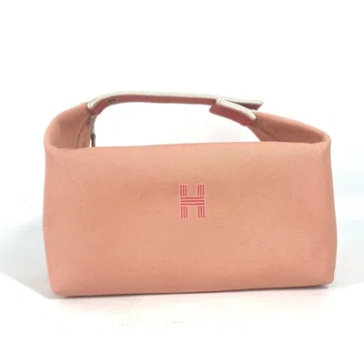 Pre-owned Hermes Pink Canvas Handbag Pouch Vanity Bag ()
