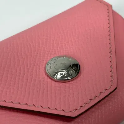 Pre-owned Hermes Pink Leather Coin Purse/coin Case ()