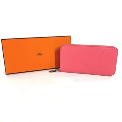 Pre-owned Hermes Pink Leather Long Wallet (bi-fold) ()
