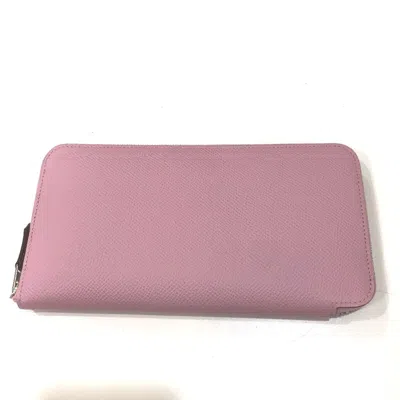 Pre-owned Hermes Pink Leather Long Wallet (bi-fold) ()