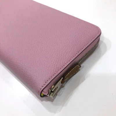 Pre-owned Hermes Pink Leather Long Wallet (bi-fold) ()