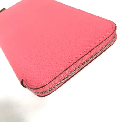 Pre-owned Hermes Pink Leather Long Wallet (bi-fold) ()
