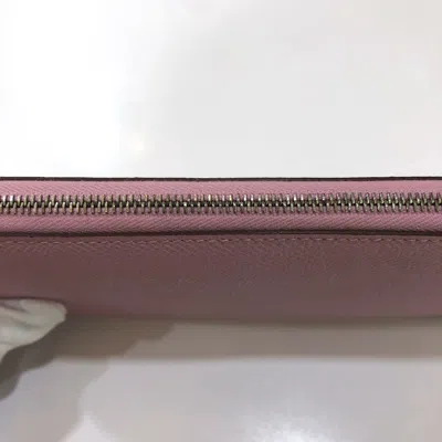Pre-owned Hermes Pink Leather Long Wallet (bi-fold) ()
