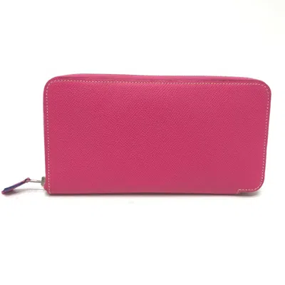 Pre-owned Hermes Pink Leather Long Wallet (bi-fold) ()