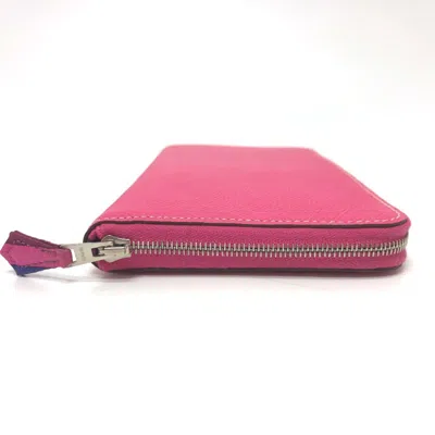 Pre-owned Hermes Pink Leather Long Wallet (bi-fold) ()