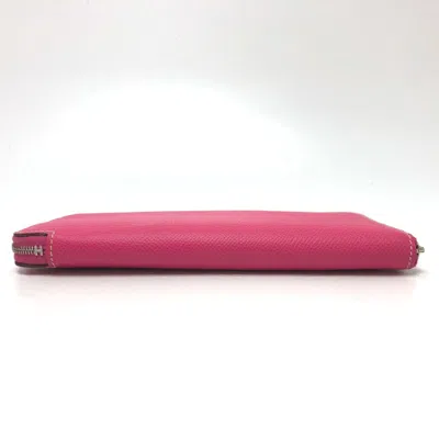 Pre-owned Hermes Pink Leather Long Wallet (bi-fold) ()