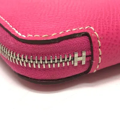 Pre-owned Hermes Pink Leather Long Wallet (bi-fold) ()